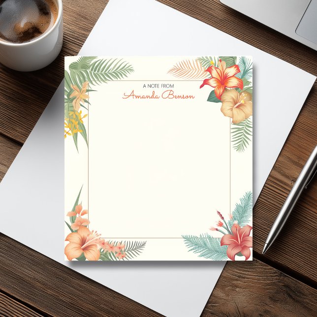 Tropische Blume und Blätter Wasserfarbe Natur Notizblock (Watercolor Tropical Flowers & Leaves Nature Notepad)