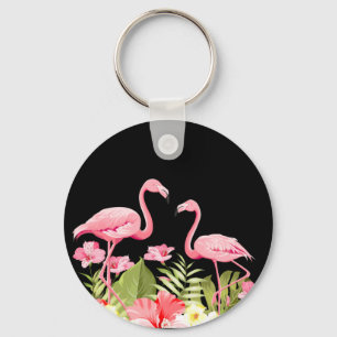 Tropische Blume und Flamingos-32146 Schlüsselanhänger