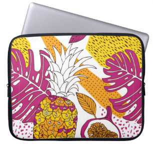 Tropische Blume und Früchte, heller, exotischer Dr Laptopschutzhülle