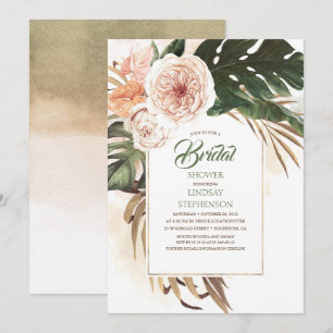 Tropische Blume und getrocknetes Brautparty aus Pa Einladung