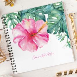 Tropische Blume und Grünschrift Personalisiert Jou Notizbuch