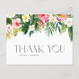 Tropische Blume und Hochzeit im Grünen Vielen Dank Postkarte