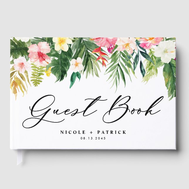 Tropische Blume und Hochzeiten im Grünen Gästebuch (Vorderseite)