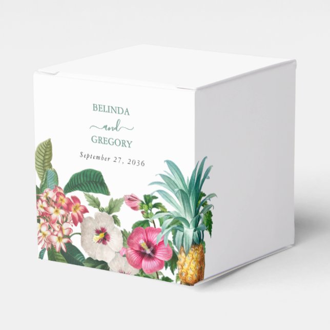 Tropische Blume und Hochzeiten im Grünen Geschenkschachtel (Vorderseite)