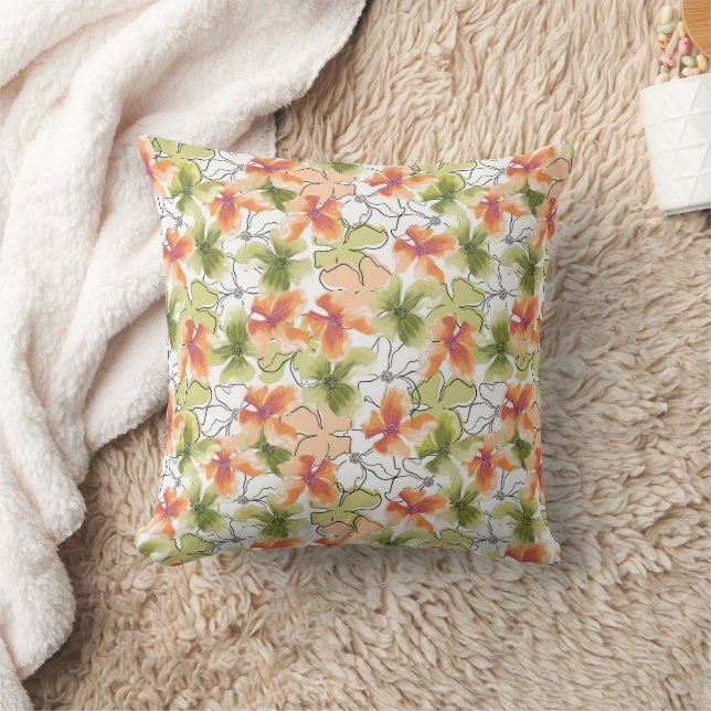 Tropische Blume und Kunstlinien Kissen (Decke)