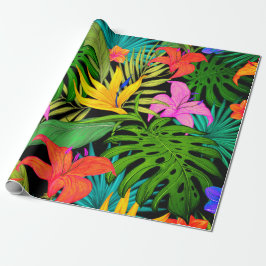 Tropische Blume und Palmenblatt Hawaiisch bunt Geschenkpapier
