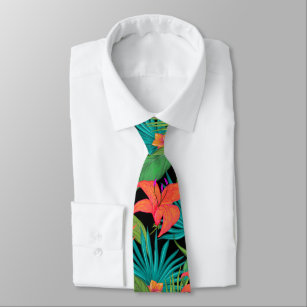 Tropische Blume und Palmenblatt Hawaiisch bunt Krawatte