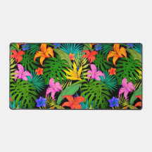 Tropische Blume und Palmenblatt Hawaiisch bunt