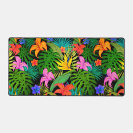 Tropische Blume und Palmenblatt Hawaiisch bunt Schreibtischunterlage
