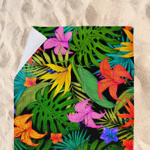 Tropische Blume und Palmenblatt Hawaiisch bunt