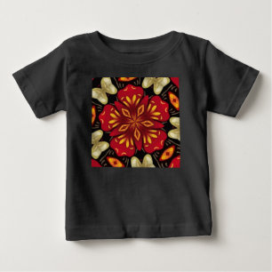 Tropische Blume und Schmetterlinge Mandala Baby T-shirt