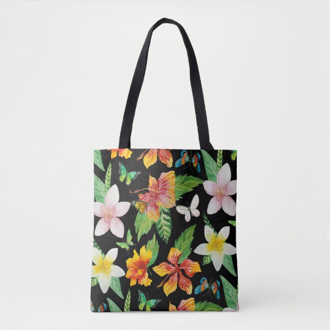Tropische Blume und Schmetterlinge Tasche (Vorderseite)