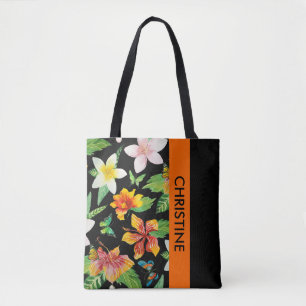 Tropische Blume und Schmetterlinge Tasche