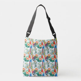 Tropische Blume und Toucan Tragetaschen Mit Langen Trägern