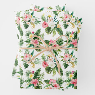Tropische Blume und Vegetationsmuster Geschenkpapier Set