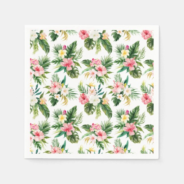 Tropische Blume und Vegetationsmuster Serviette (Vorderseite)