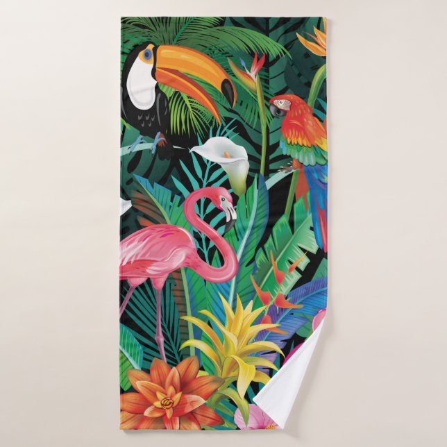 Tropische Blume und Vögel Badehandtuch (Badehandtuch)