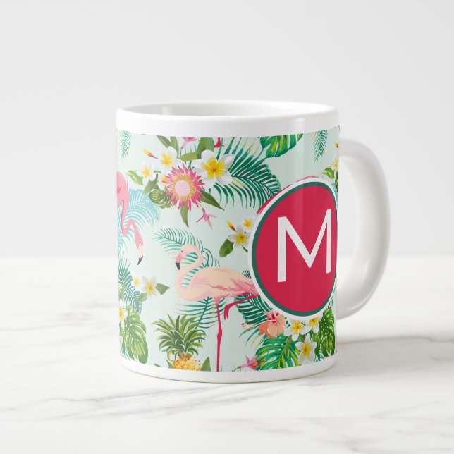 Tropische Blume und Vögel| Erste Schritte Jumbo-Tasse (Vorderseite Rechts)