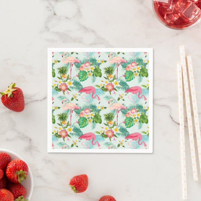 Tropische Blume und Vögel Serviette (Beispiel)