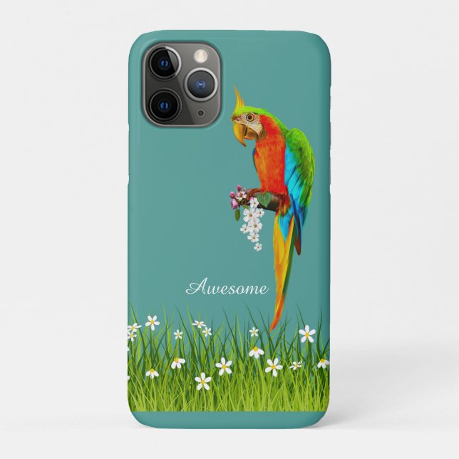 Tropische Blume und Weiß auf Aquamarinen Case-Mate iPhone Hülle (Rückseite)