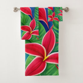 Tropische Blume vier Badhandtuch Set