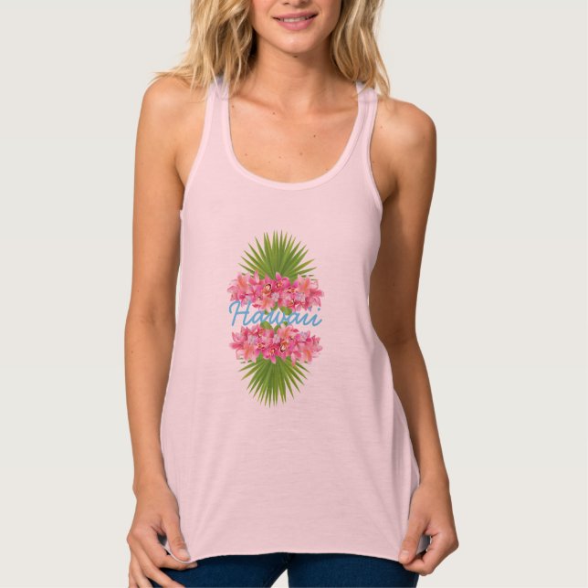 Tropische Blume von Frauen am Rande Hawaiis Tank Top (Vorderseite)