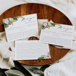 Tropische Blume Wasserfarbe Rezeptkarte