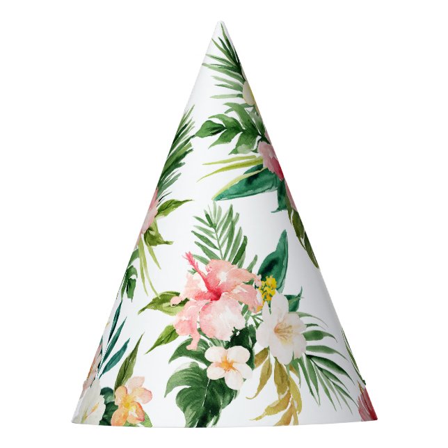 Tropische Blume Wasserfarbe Sommerhaare Party Partyhütchen (Vorderseite)