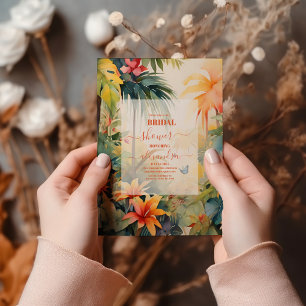 Tropische Blume Wasserfarbe Sommerliches Brautpart Einladung