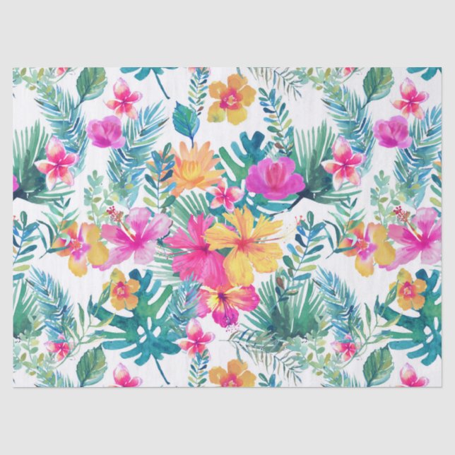 Tropische Blume Wasserfarbenmuster Seidenpapier (Vorderseite)