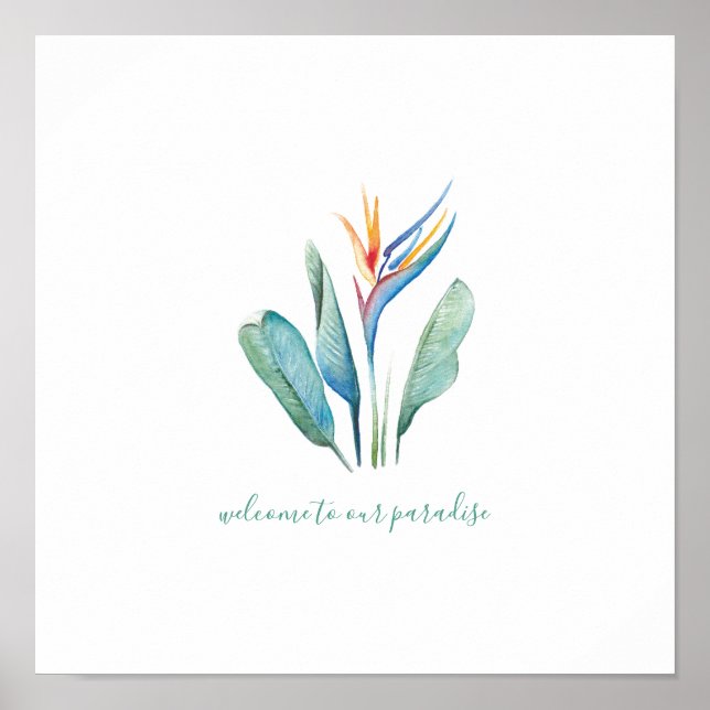Tropische Blume Wasserfarbenplakat Poster (Vorne)