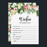 Tropische Blume wollen Braut und Bräutigam Hinweiskarte<br><div class="desc">Tropische Blume wünschen sich die Bride and Groom Flat Card. Tropisch inspiriert Wellenkarte mit Aquarellbildern aus Hibiskus,  Plumeria,  Paradies,  Orchideen,  Palmen-Blätter,  Bananenpflaster und Splitsblattphilodendron. Diese Blumenkarte ist ideal für Hochzeitsfeiern und Hochzeiten am Strand.</div>