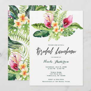 Tropische Blumen & Blätter Florales Brunch für die Einladung