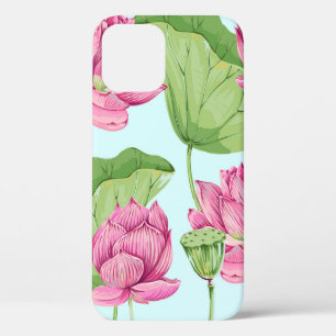 Tropische Blumen, Blätter, rosa Lotus, Wasserlilie Case-Mate iPhone Hülle