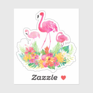 Tropische Blumen der rosa Flamingofamilie Aufkleber