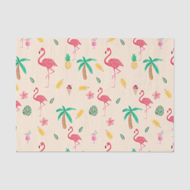 Tropische Blumen des modernen rosa bunten Seidenpapier (Vorderseite)