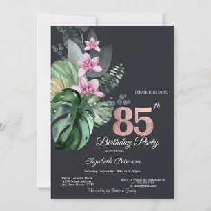 Tropische Blumen Dunkel 85. Geburtstag Einladung