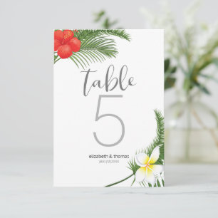 Tropische Blumen Hochzeit Tisch Nummer ID475 Einladung