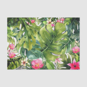 Tropische Blumen Palmwedel Botanisch Chic Sommer Seidenpapier