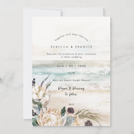 Tropische Blumen Protea Hochzeit am Strand Einladung