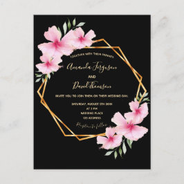 Tropische Blumen Schwarze goldene geometrische Hoc Einladungspostkarte