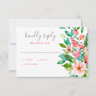 Tropische Blumen-Strand-Hochzeits-RSVP-Karte RSVP Karte