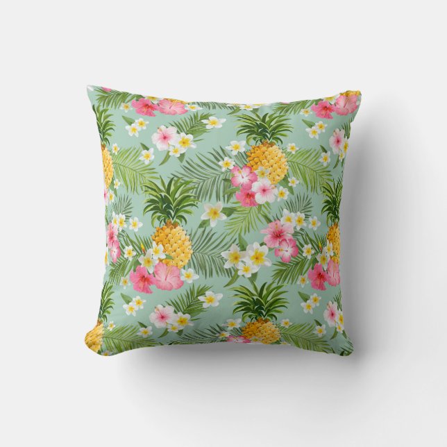 Tropische Blumen u. Ananas | addieren Ihre Kissen (Vorderseite)