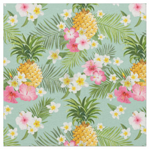 Tropische Blumen u. Ananas Stoff
