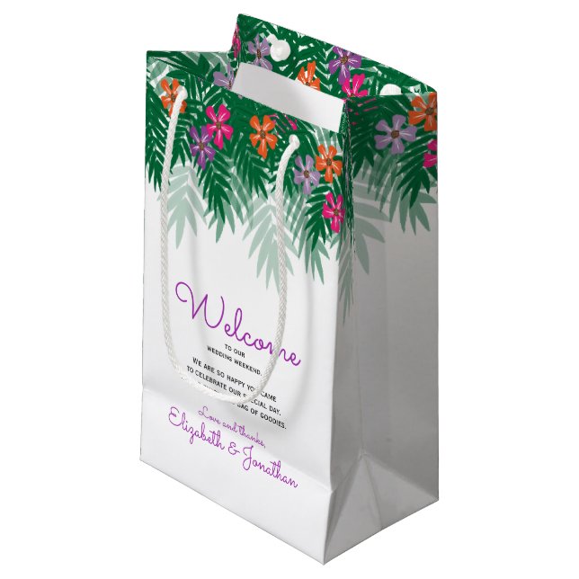 Tropische Blumen u. Kleine Geschenktüte (Vorderseite Schrägansicht)