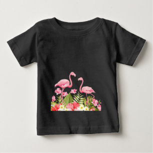 Tropische Blumen und Flamingos Design Baby T-shirt