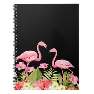 Tropische Blumen und Flamingos Design Notizblock