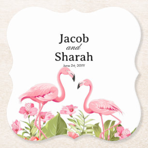 Tropische Blumen und Flamingos Design Untersetzer