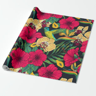 Tropische Blumen und Kolibri - Sommer Botanica Geschenkpapier