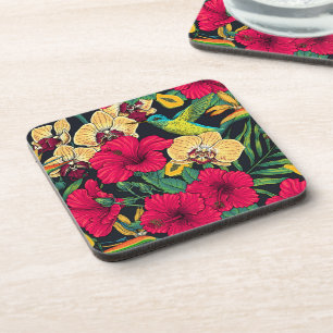 Tropische Blumen und Kolibri - Sommer Botanica Getränkeuntersetzer